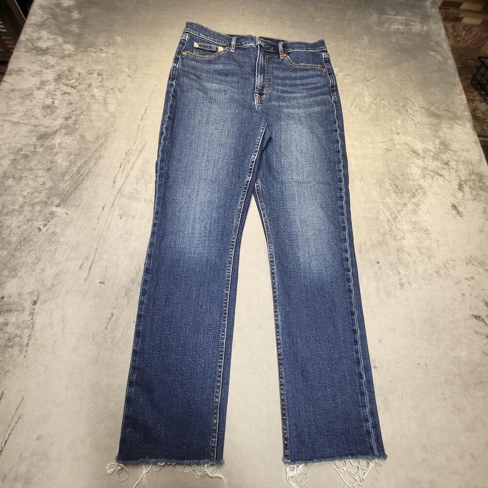 Gap Jeans Womens 10 Blue Vintage Slim High Rise Straight Fringe Medium Wash